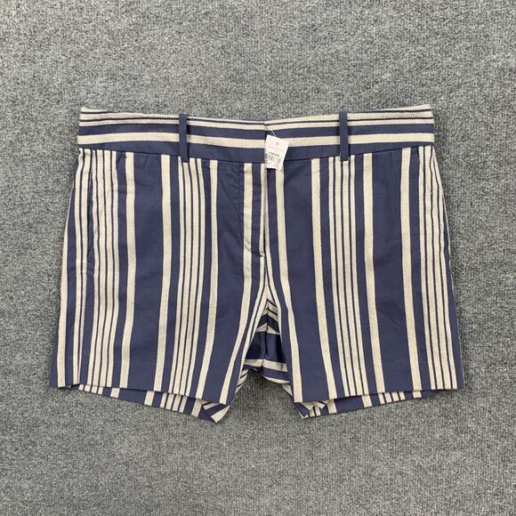 Ann Taylor Shorts Womens 8 Blue Snow Signature Mid Rise Striped Zip Fly Pocket - Picture 2 of 12